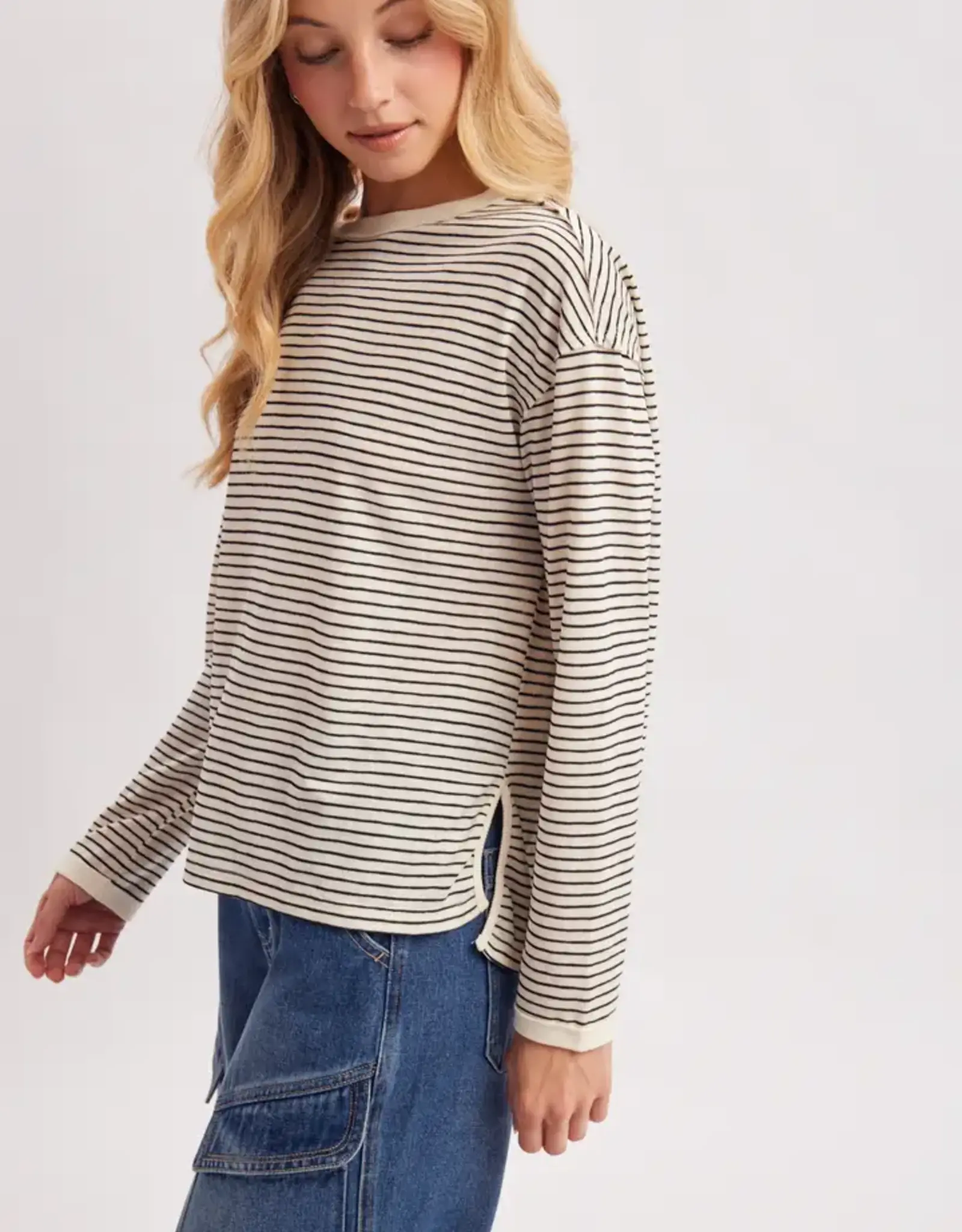 Boxy Striped Knit Long Sleeve