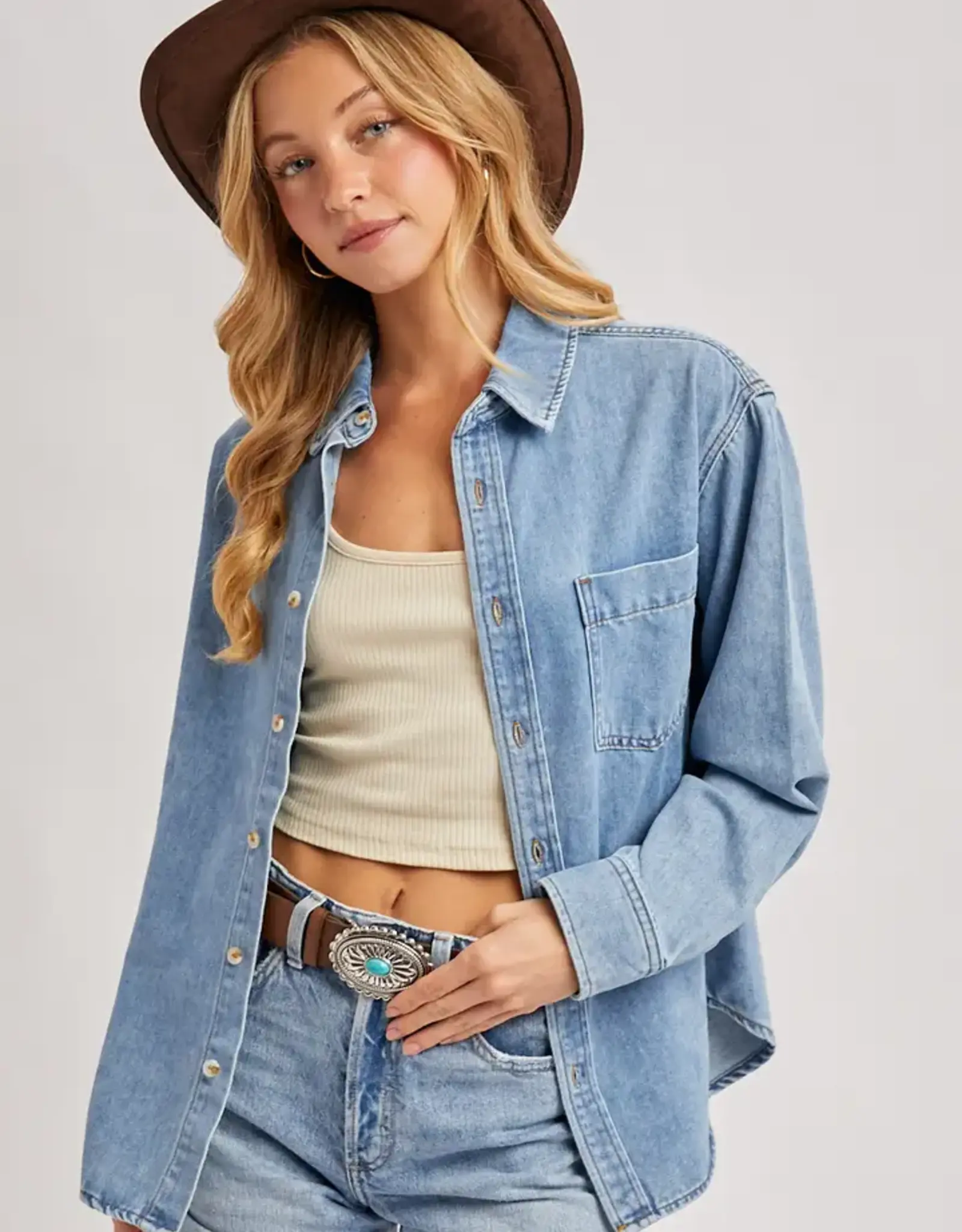 Denim Button Down Oversized Jacket