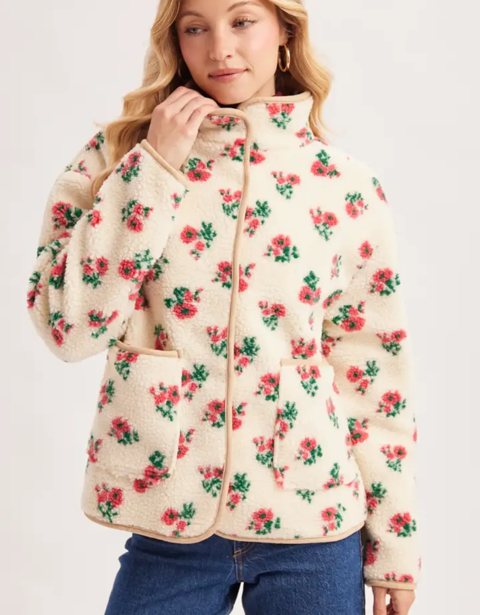 Floral Sherpa Fleece Jacket