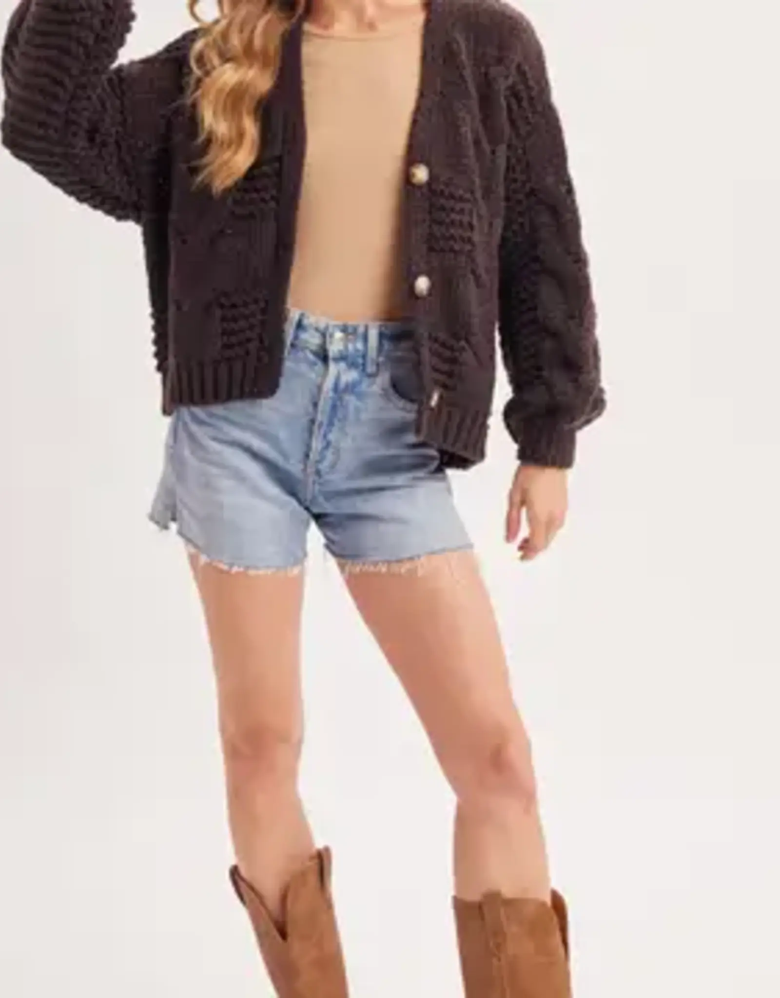 Button Down Cable Knit Cardigan