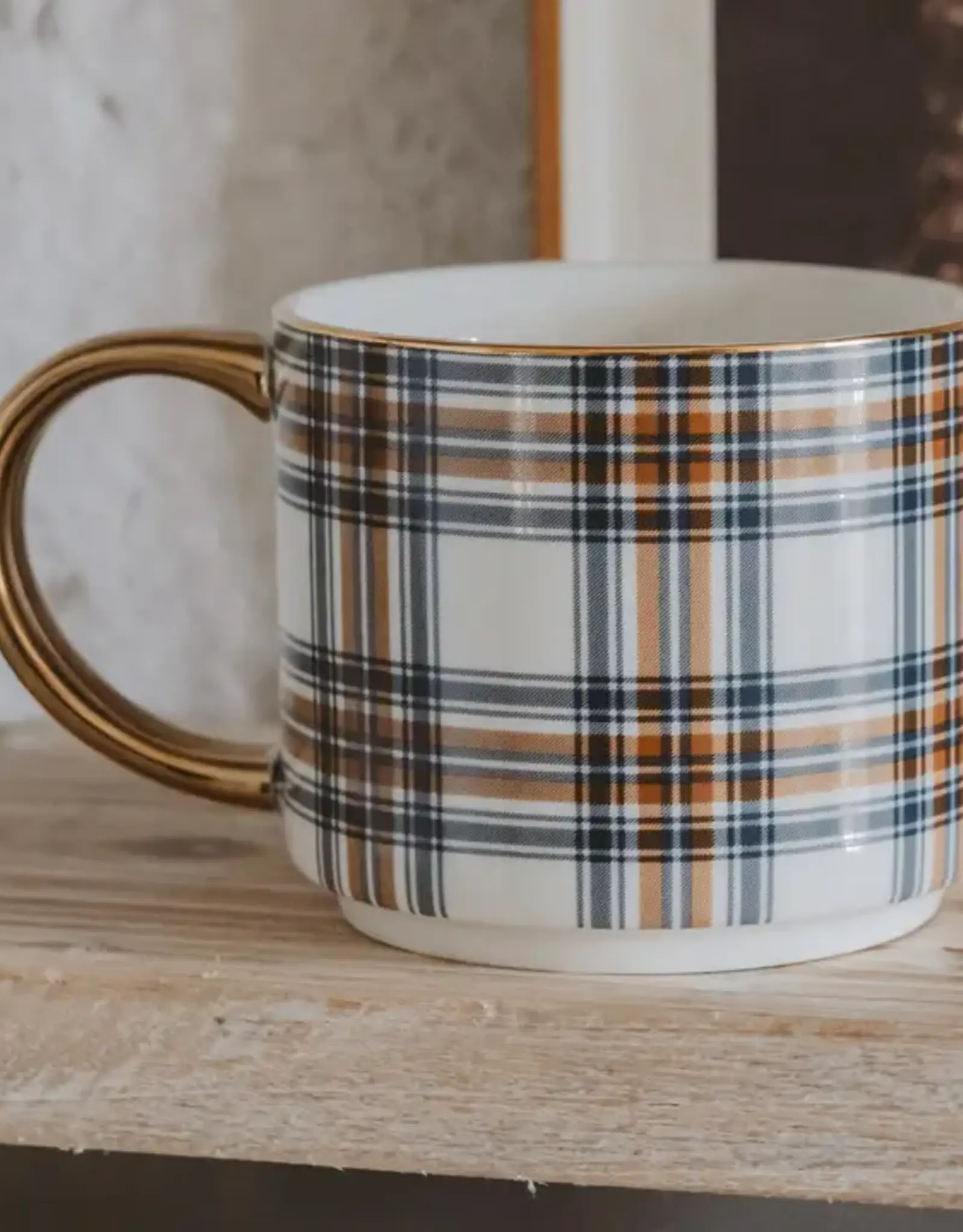 Sweet Water Decor Orange & Navy Plaid Coffee Mug