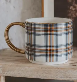 Sweet Water Decor Orange & Navy Plaid Coffee Mug