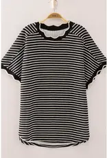 Very J Scallop Trim Stripe Knit Top