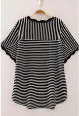 Very J Scallop Trim Stripe Knit Top