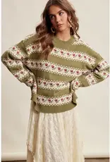 Listicle Floral Fair Isle Knit Sweater