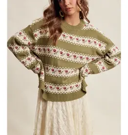 Listicle Floral Fair Isle Knit Sweater