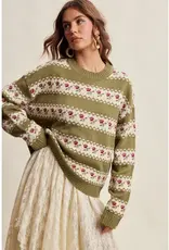 Listicle Floral Fair Isle Knit Sweater