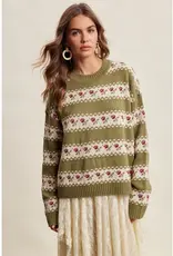 Listicle Floral Fair Isle Knit Sweater