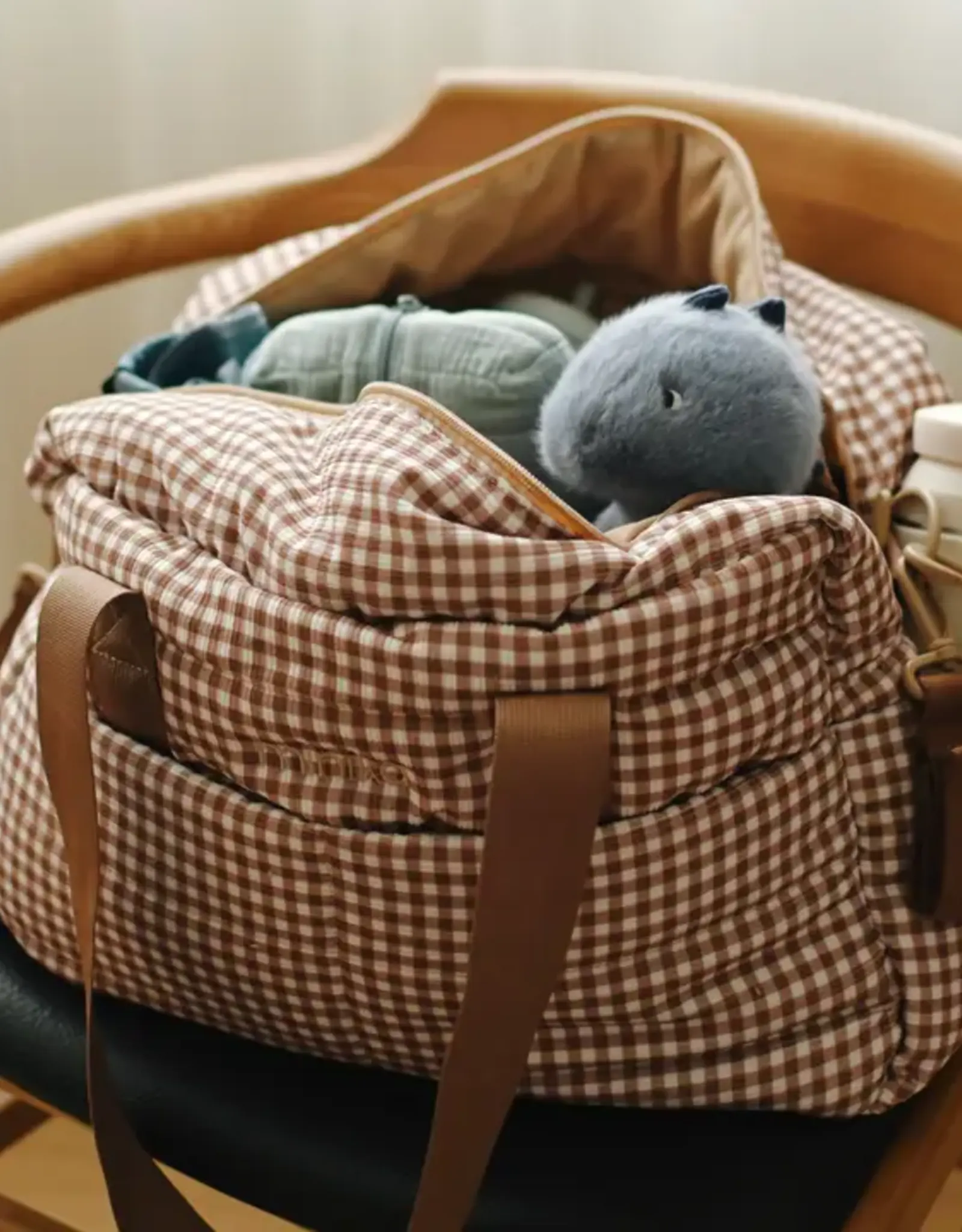 Minika Diaper Bag, Vichy Brown