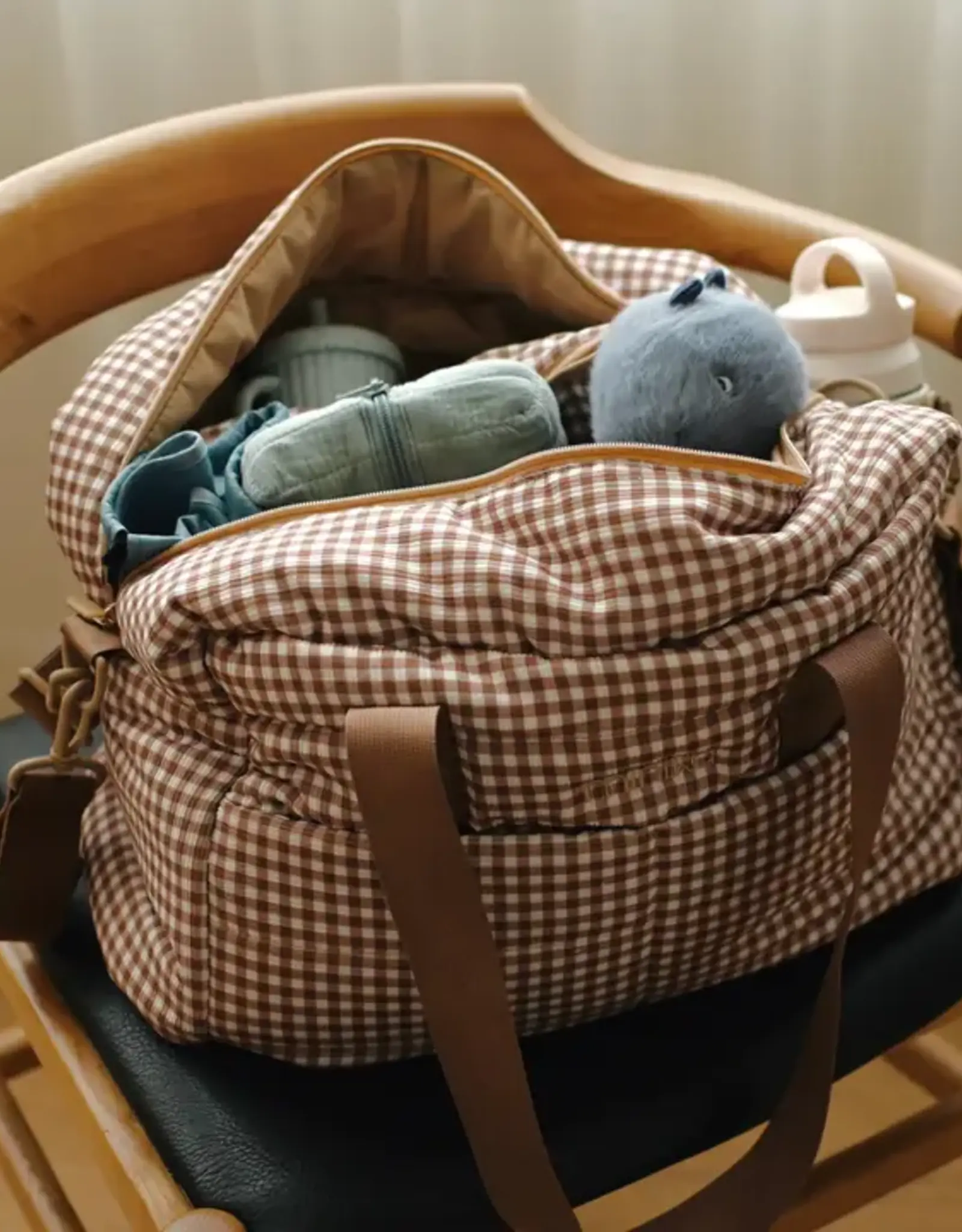 Minika Diaper Bag, Vichy Brown