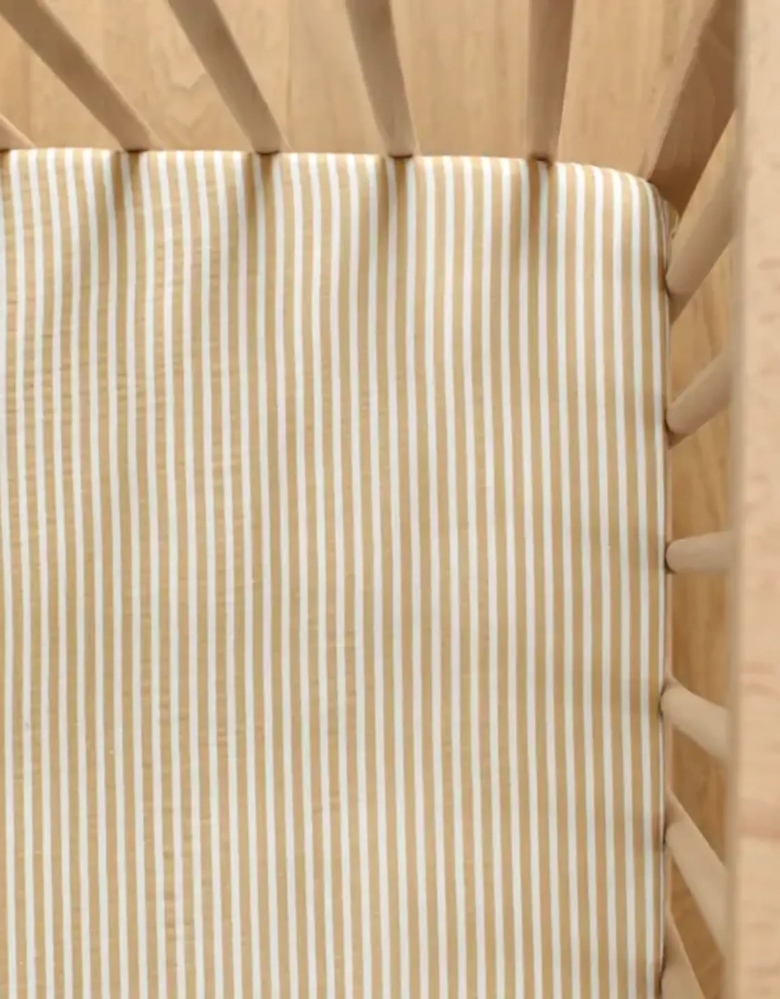 Minika Crib Sheet, Stripe Beige