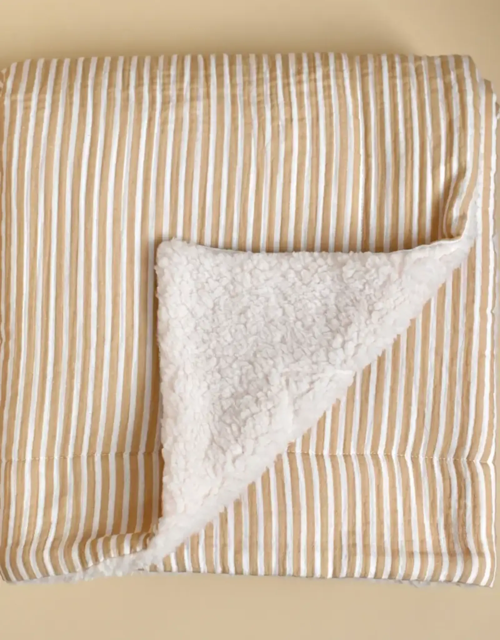 Minika Sherpa Blanket, Stripe Beige