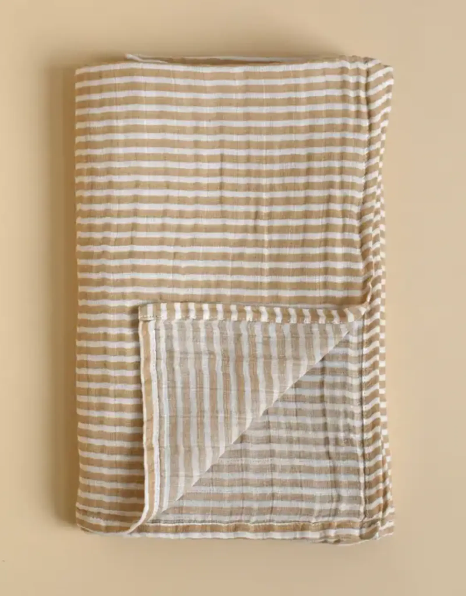 Minika Muslin Swaddle, Stripe Beige