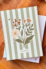 Luly Studio Co Tiny Notepad Jotter, Bouquet & Green Stripes