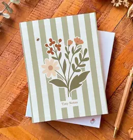 Luly Studio Co Tiny Notepad Jotter, Bouquet & Green Stripes