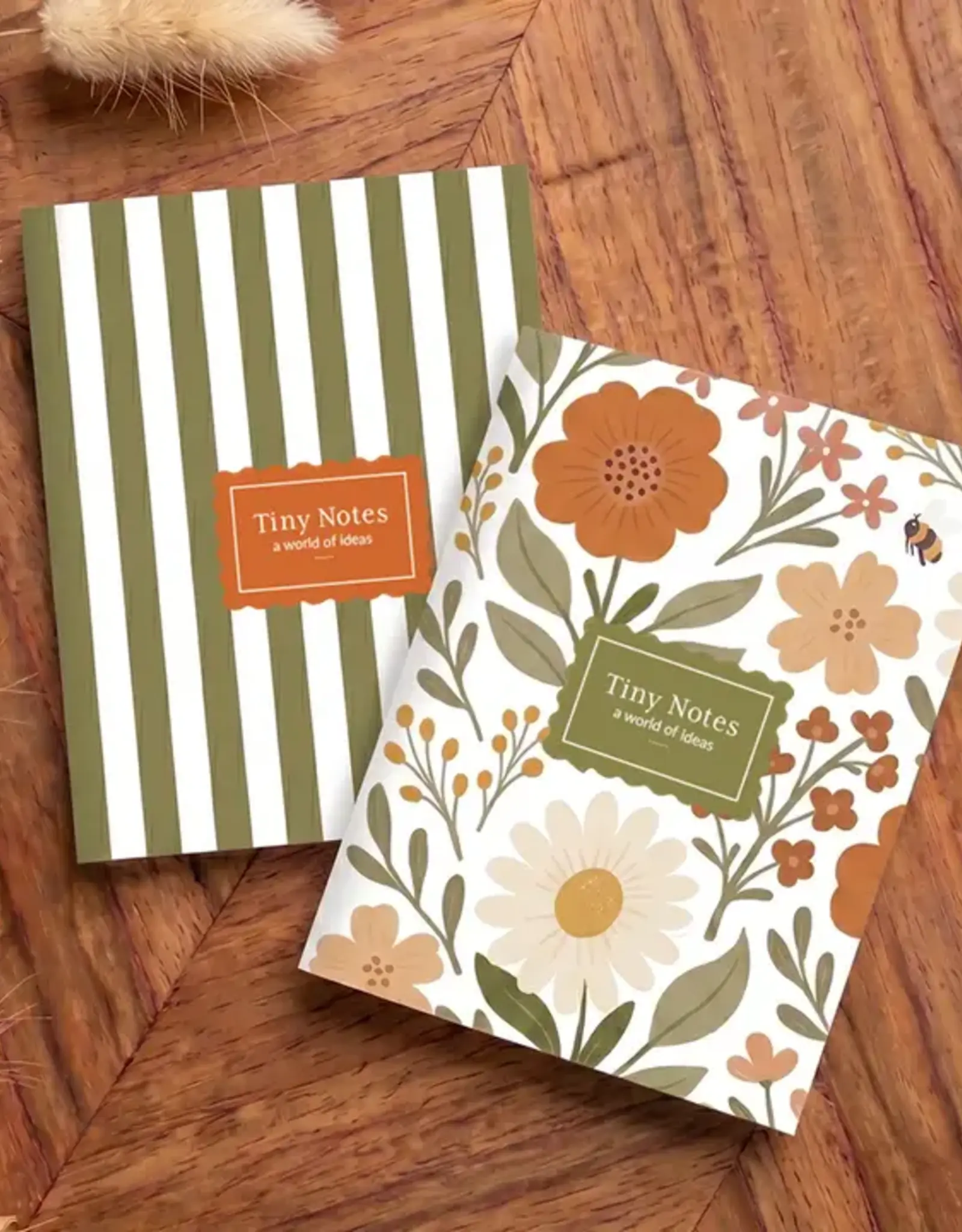 Luly Studio Co Notebook Set, Flowers & Green Stripes