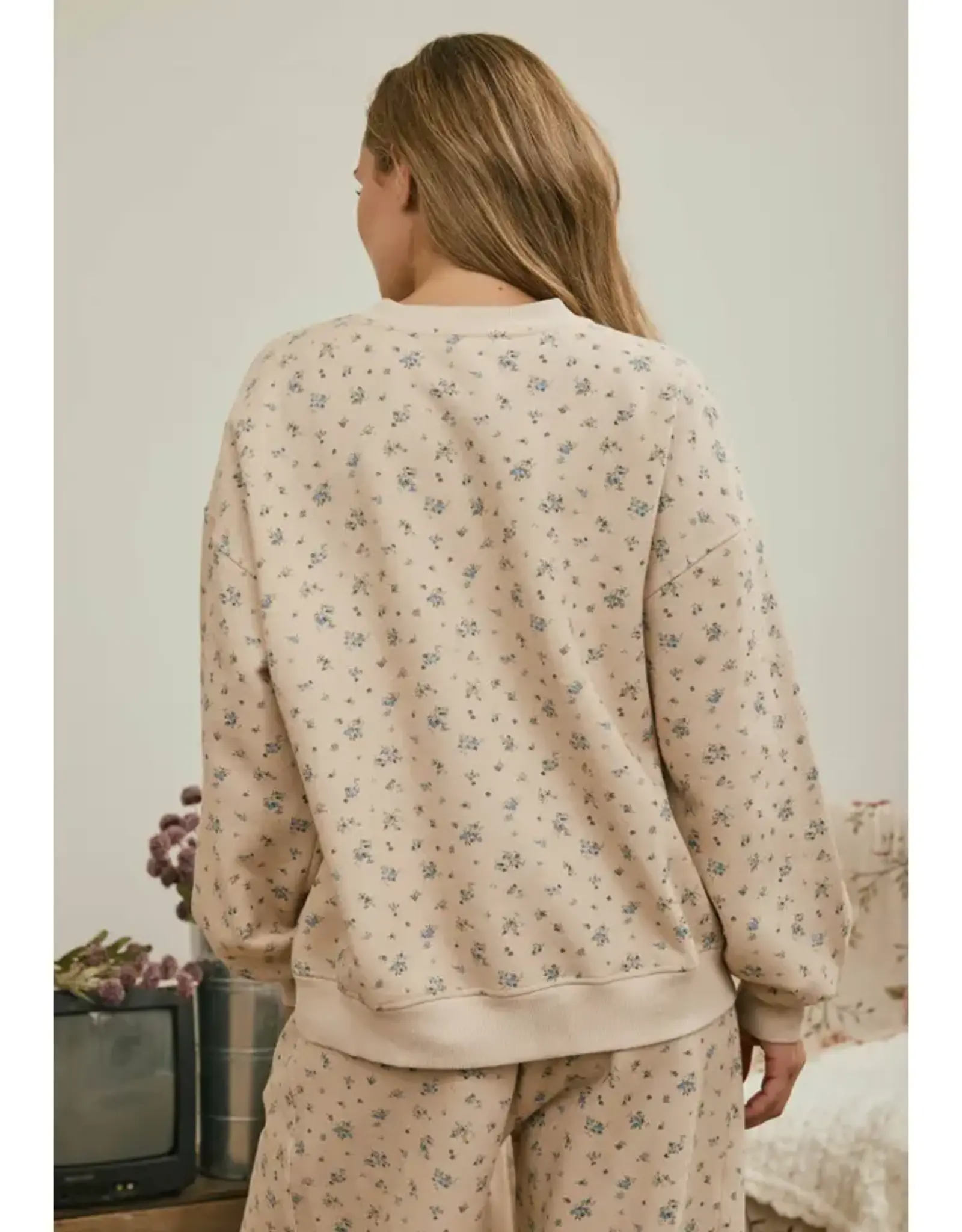 Blu Pepper Disty Floral Boxy Crew Neck