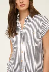 Blu Pepper Striped Collard Short Sleeve Button Up