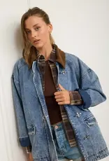 Blu Pepper Contrast Collar Latch Hook Denim Jacket