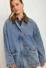 Blu Pepper Contrast Collar Latch Hook Denim Jacket