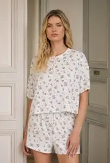 Blu Pepper Floral Boxy Ribbed Knit Lounge Top
