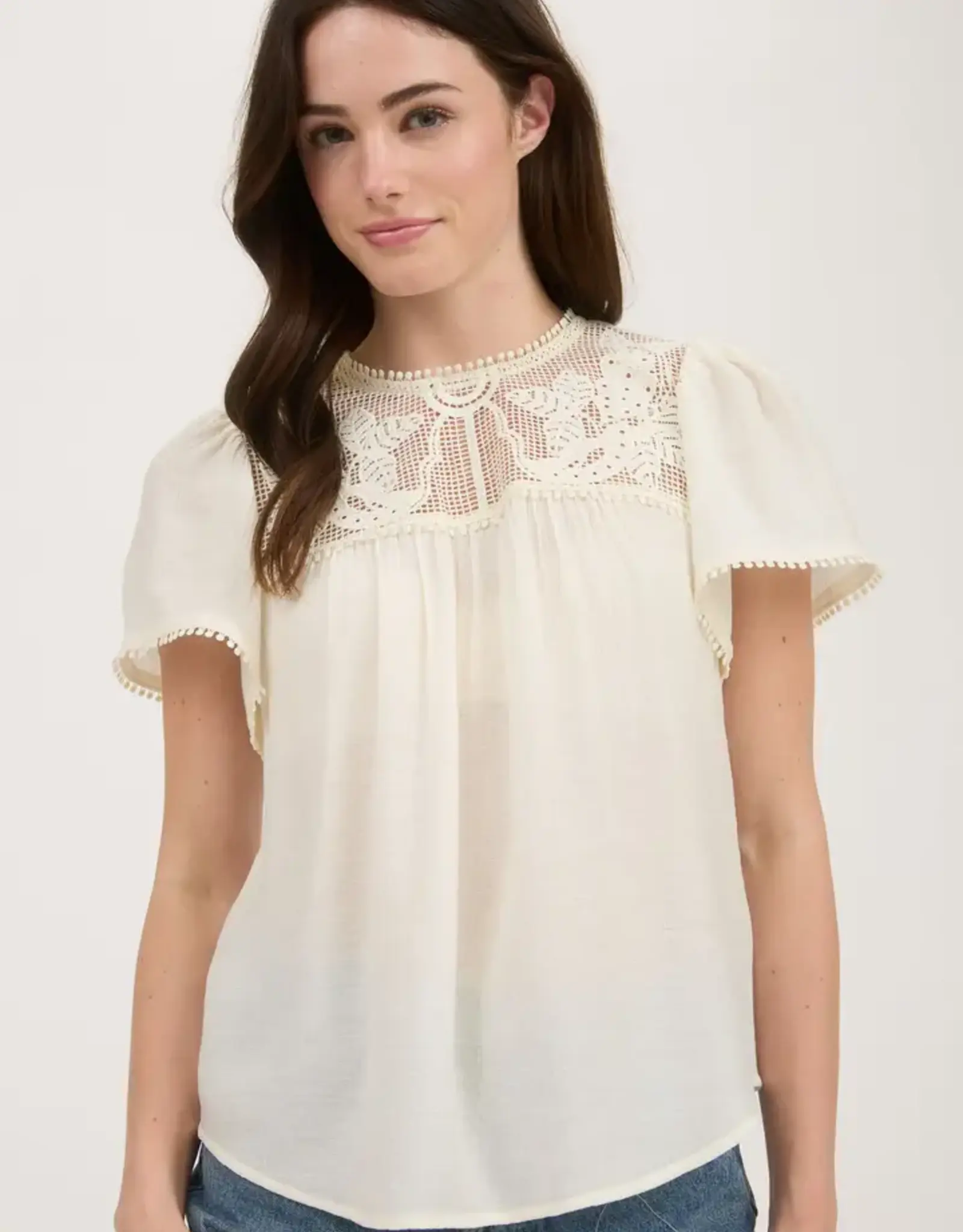 Blu Pepper Lace Short Sleeve Top
