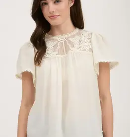 Blu Pepper Lace Short Sleeve Top