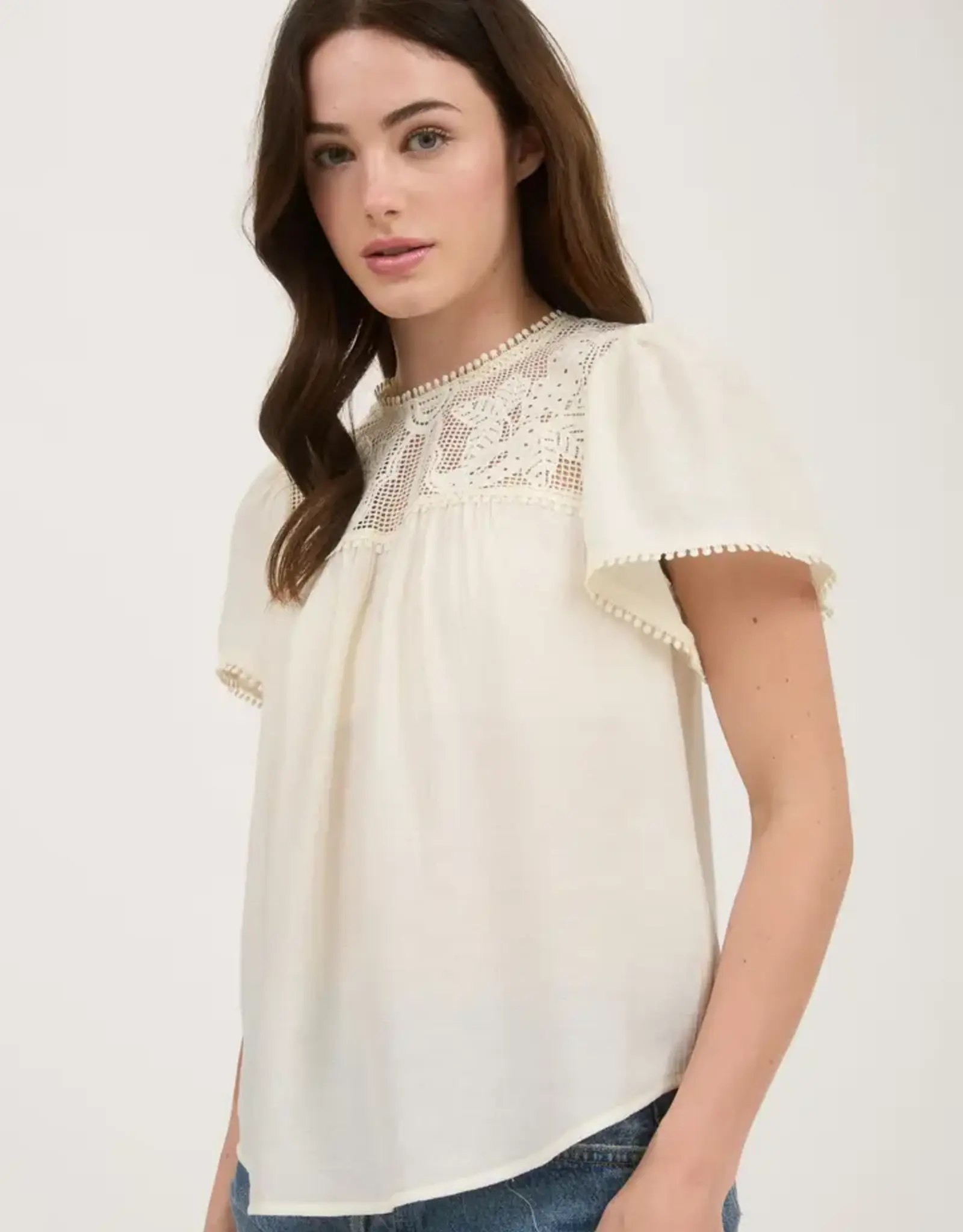Blu Pepper Lace Short Sleeve Top