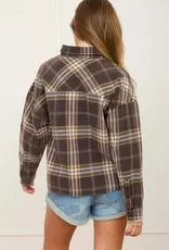 Blu Pepper Plaid Button Down Boxy Long Sleeve