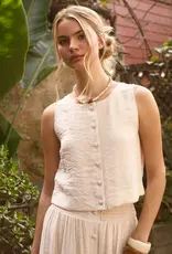 Blu Pepper Textured Button Down Sleeveless Top