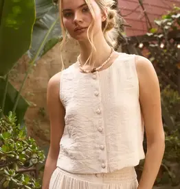 Blu Pepper Textured Button Down Sleeveless Top
