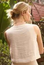 Blu Pepper Textured Button Down Sleeveless Top