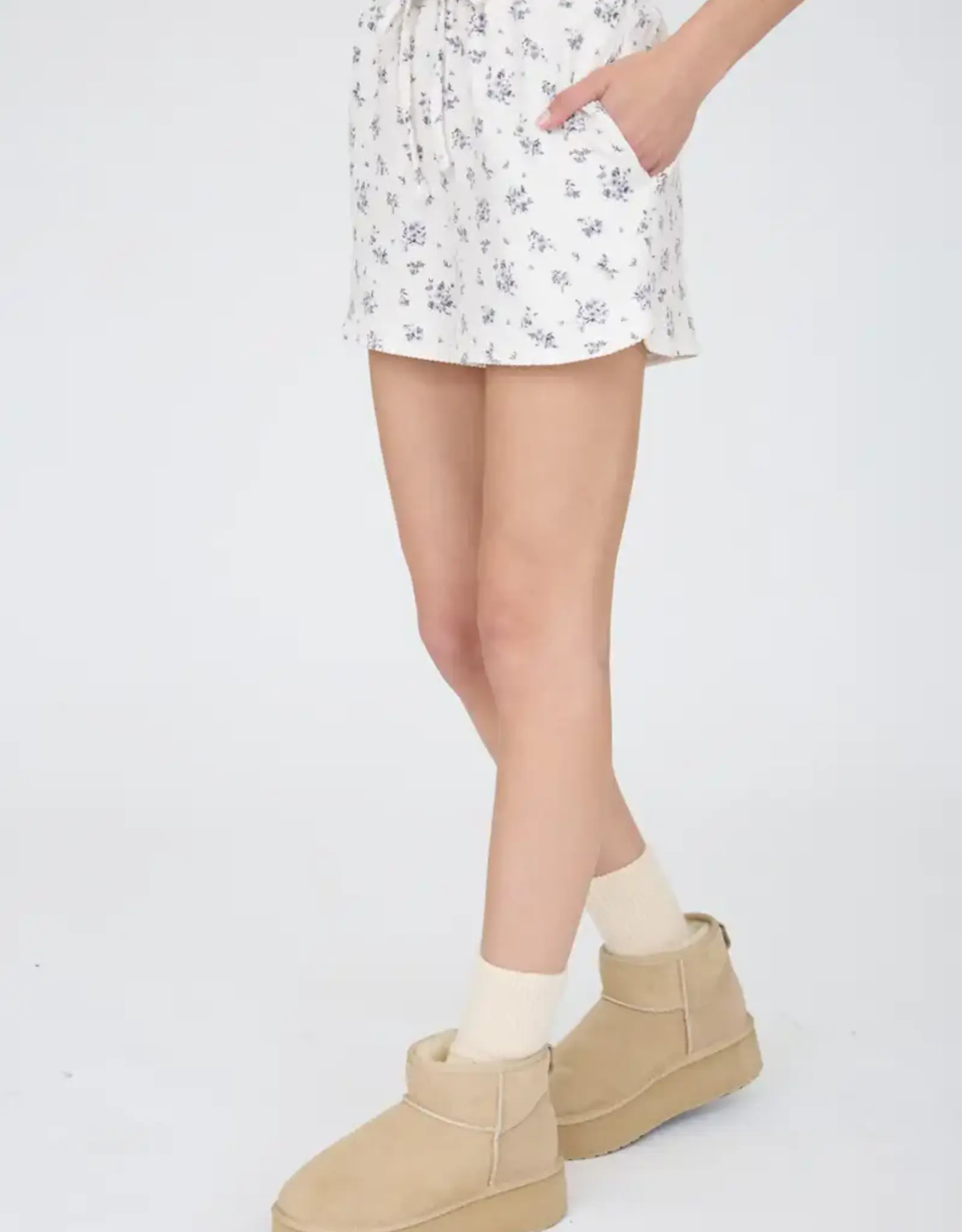 Blu Pepper Floral Ribbed Knit Lounge Short