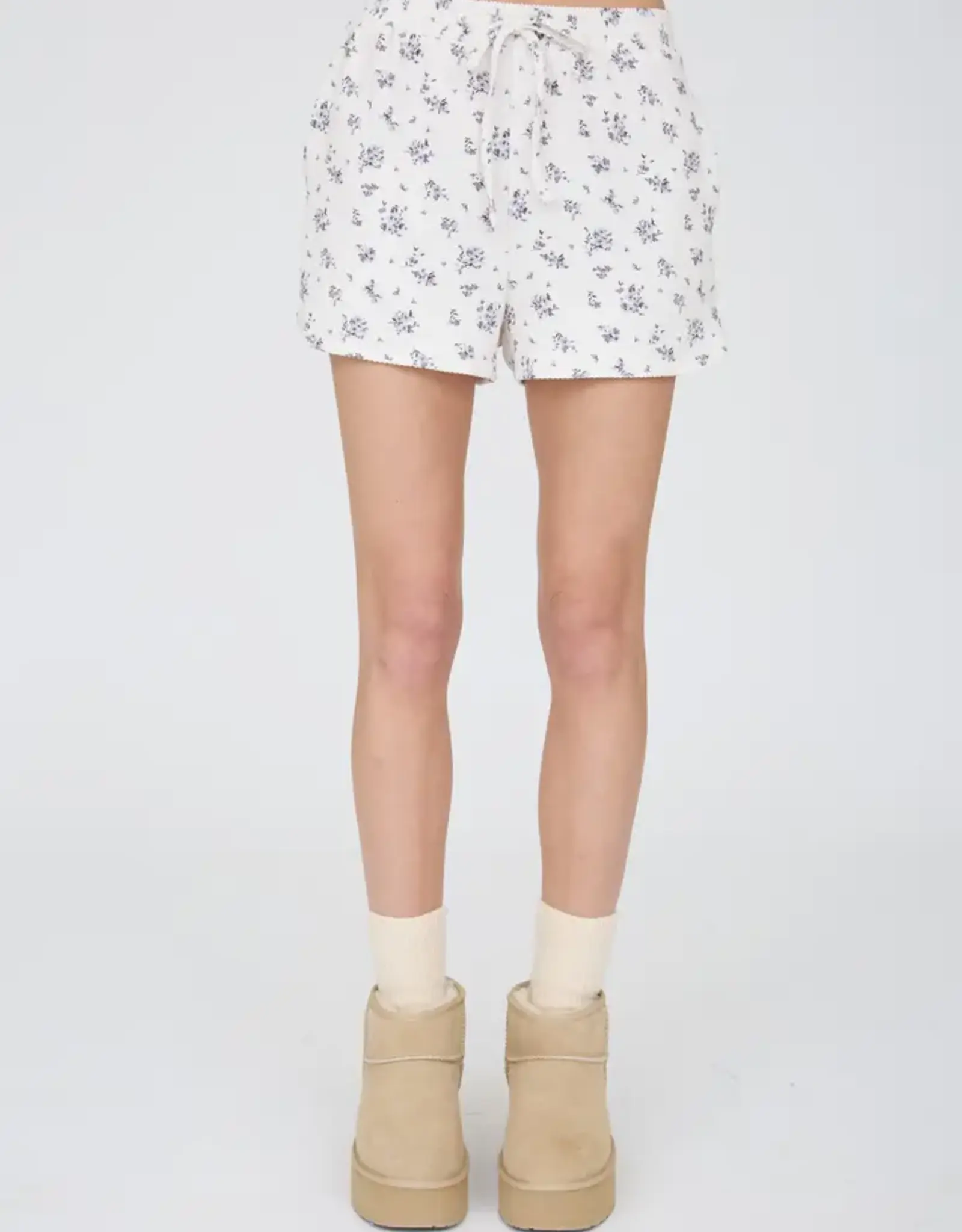 Blu Pepper Floral Ribbed Knit Lounge Short