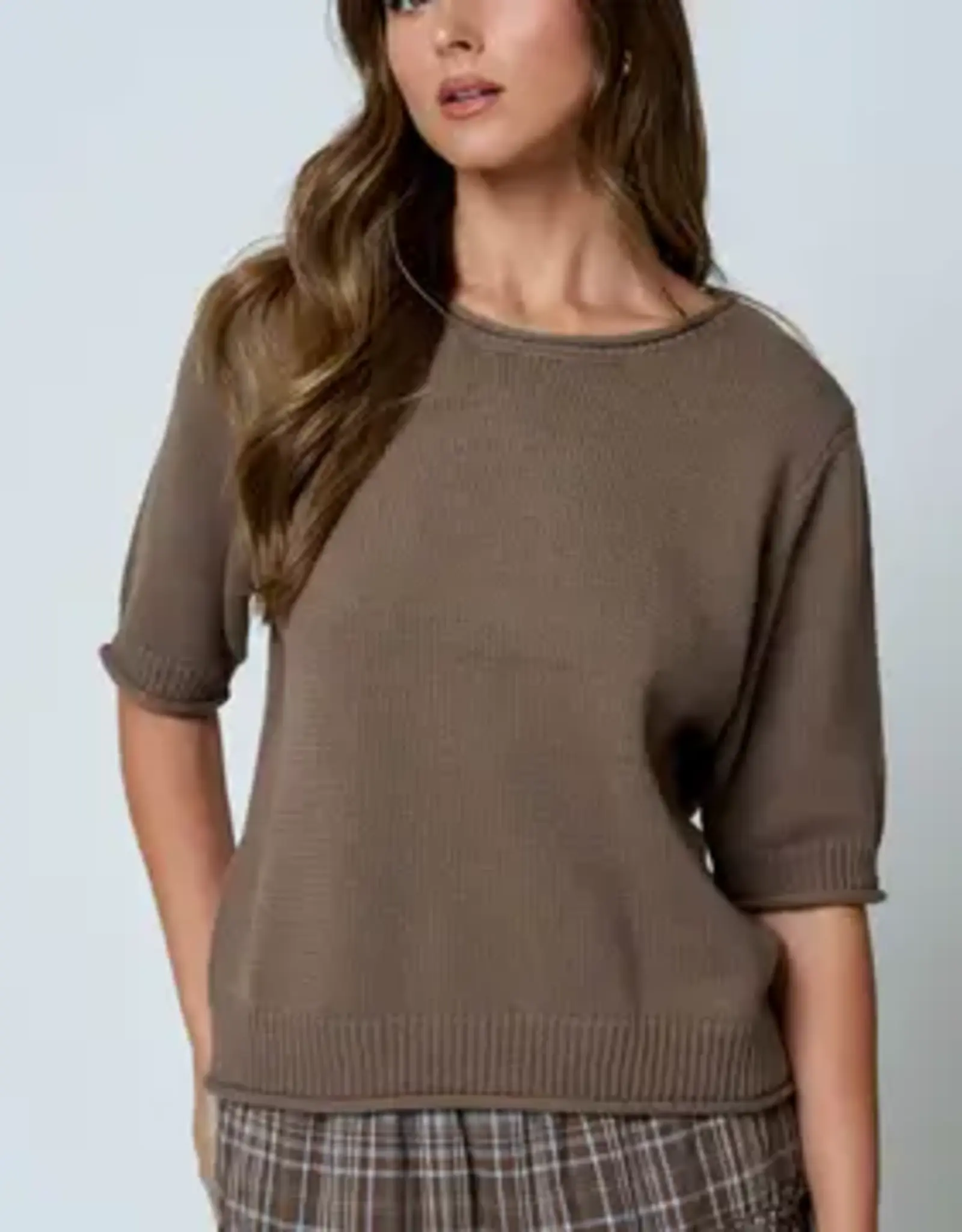 Blu Pepper Raw Edge Half Sleeve Sweater