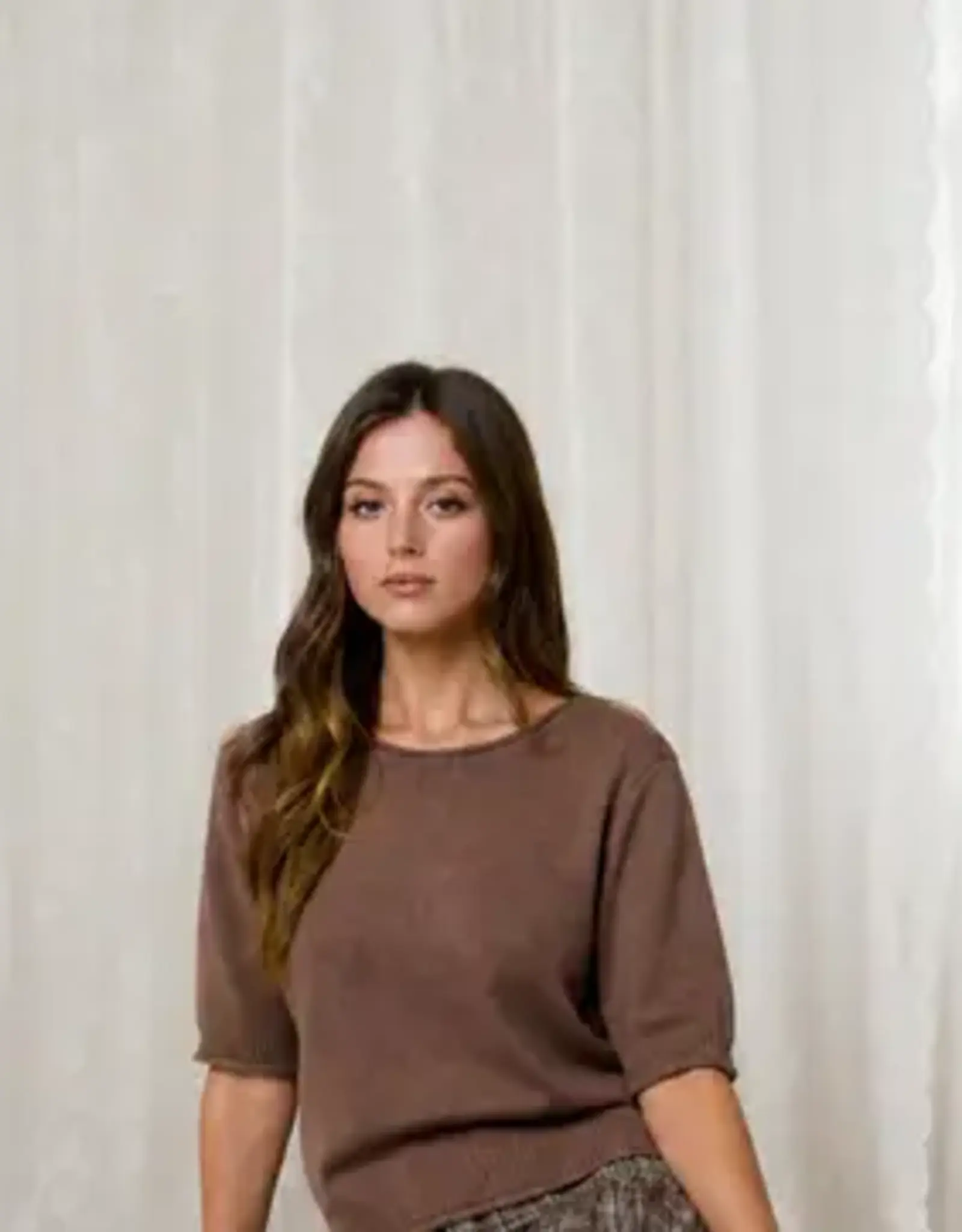 Blu Pepper Raw Edge Half Sleeve Sweater