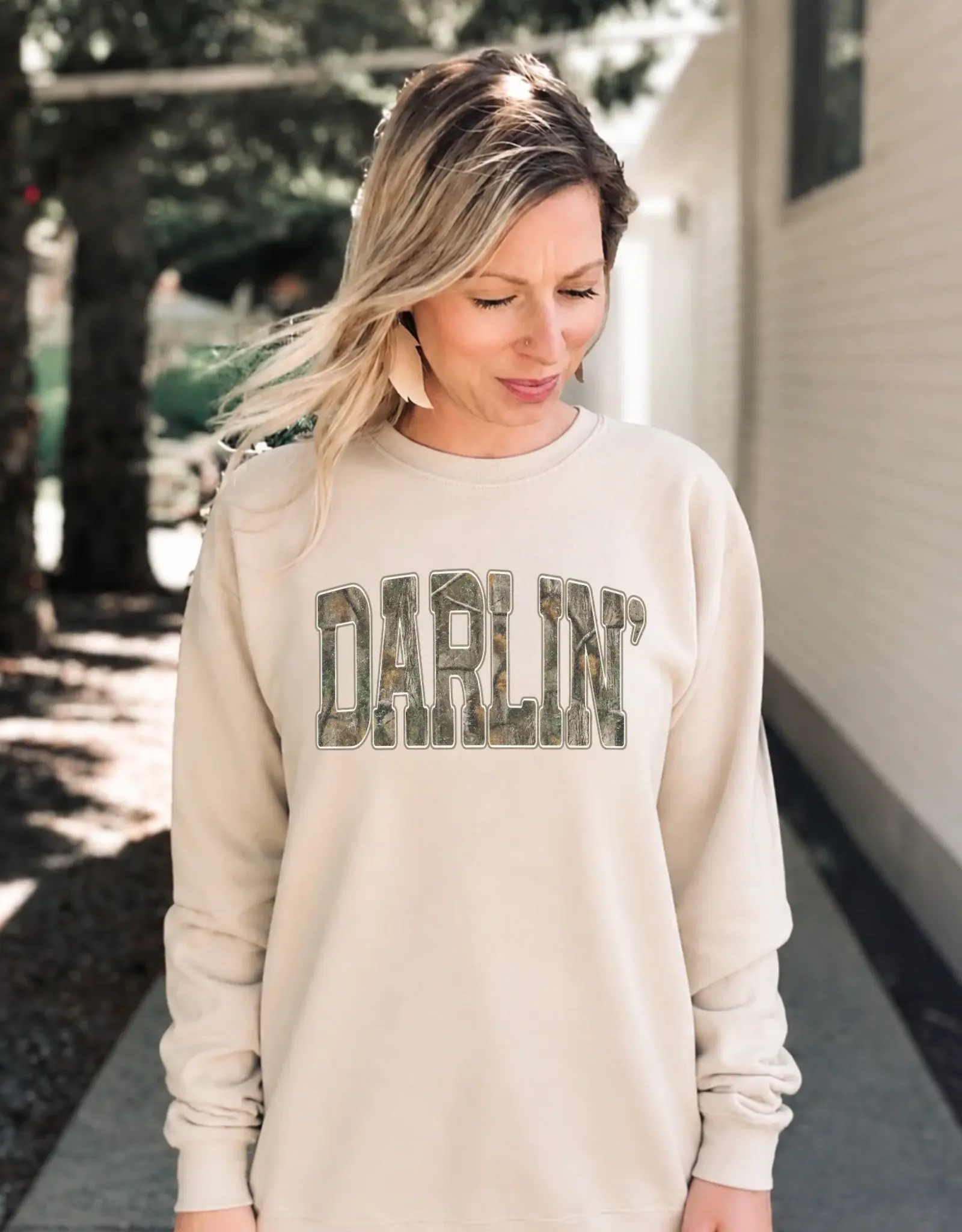 Blonde Ambition Darlin Camo Classic Crewneck