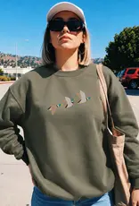 Blonde Ambition Embroidered Flying Mallards Crewneck
