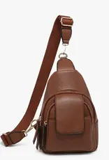 Jen & Co. Sophia Sling Bag w/Flapover Pocket, Brown