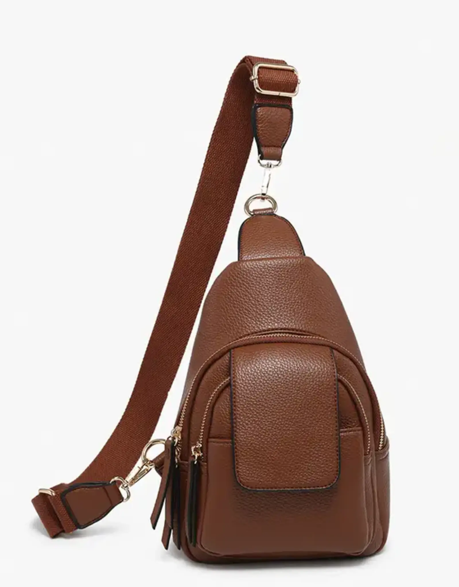 Jen & Co. Sophia Sling Bag w/Flapover Pocket, Brown