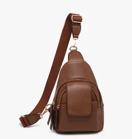 Jen & Co. Sophia Sling Bag w/Flapover Pocket, Brown