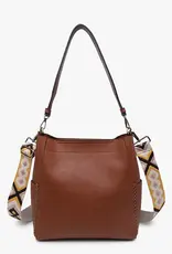 Jen & Co. Penny Bucket Bag w/Guitar Strap, Brown