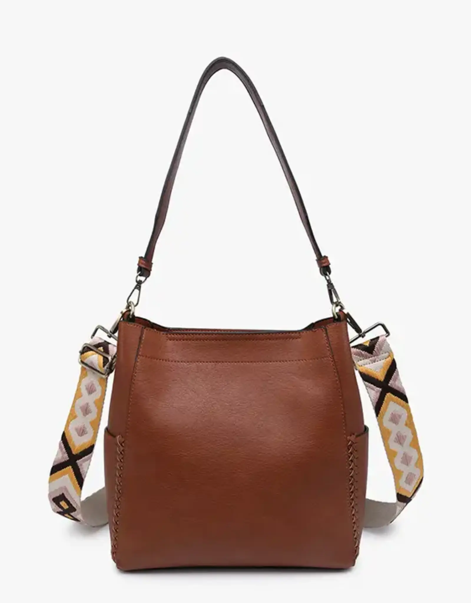 Jen & Co. Penny Bucket Bag w/Guitar Strap, Brown