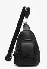 Jen & Co. Sophia Sling Bag w/Flapover Pocket, Black
