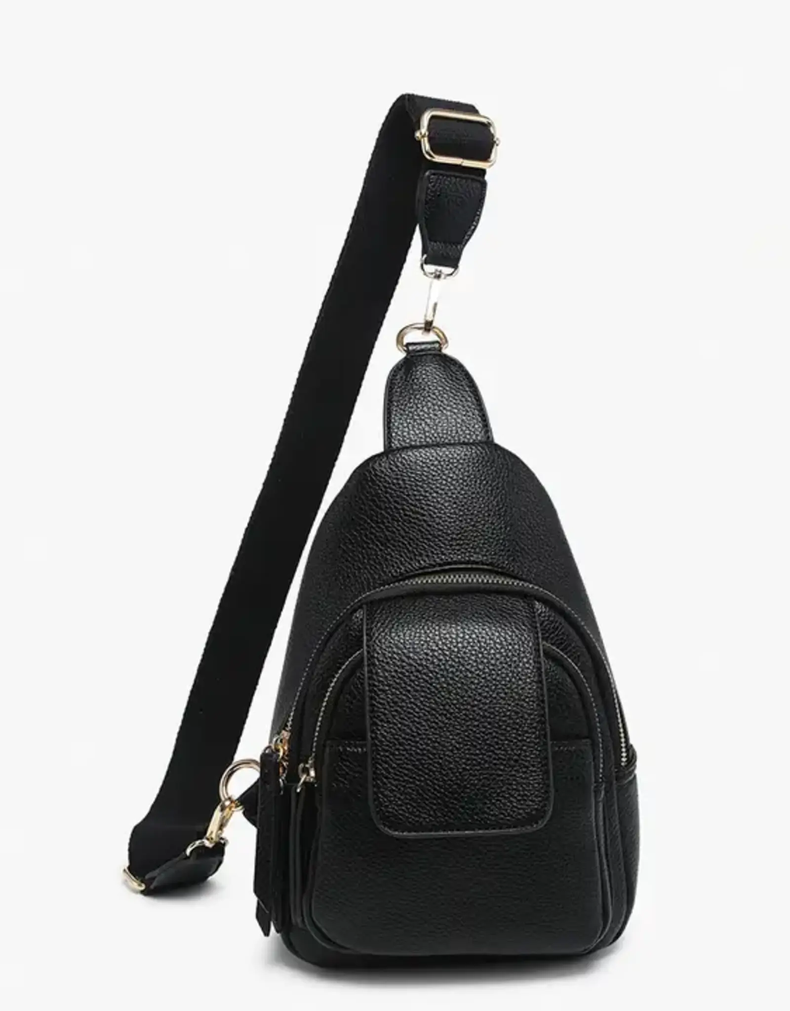 Jen & Co. Sophia Sling Bag w/Flapover Pocket, Black
