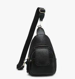 Jen & Co. Sophia Sling Bag w/Flapover Pocket, Black