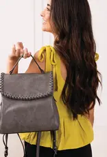 Jen & Co. Blossom Whipstitch Trim Backpack, Charcoal