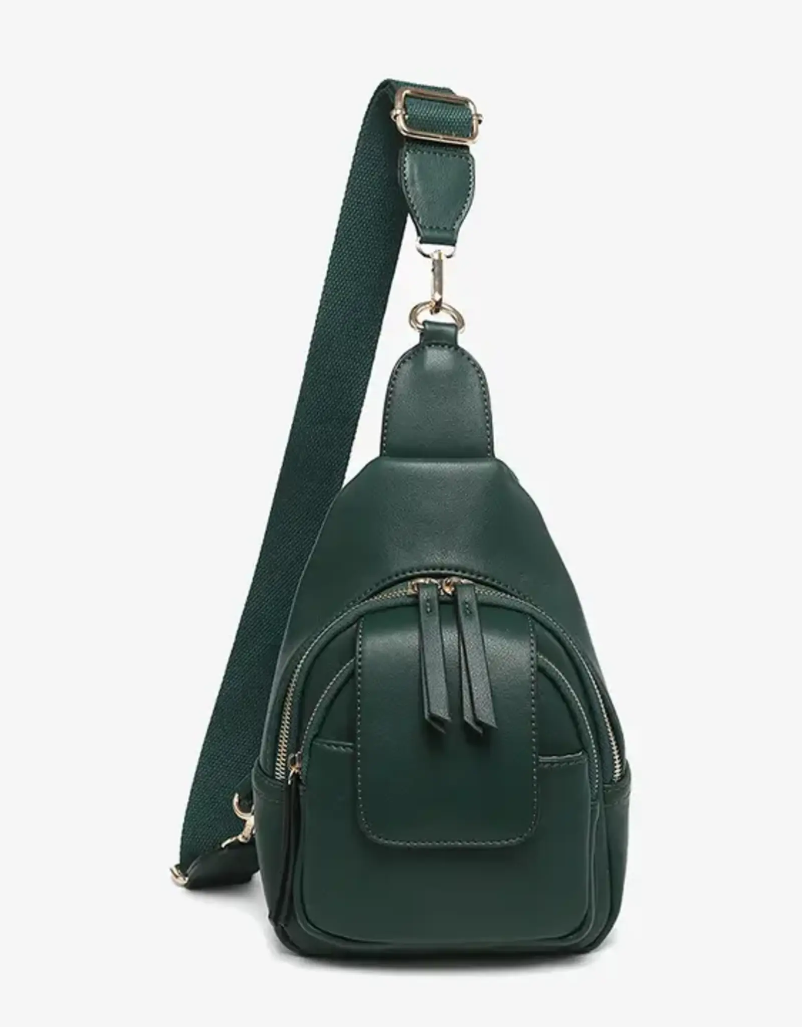 Jen & Co. Sophia Sling Bag w/Flapover Pocket, Dark Forest