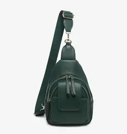 Jen & Co. Sophia Sling Bag w/Flapover Pocket, Dark Forest