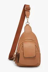 Jen & Co. Sophia Sling Bag w/Flapover Pocket, Mocha